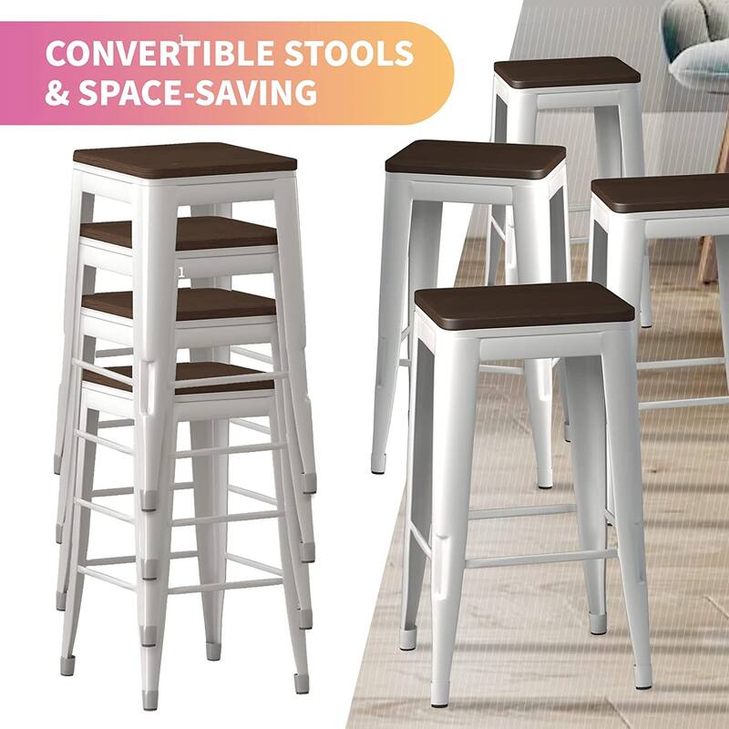 Mixoy 26" Metal Bar Stools Set of 4, Industrial Counter Height Bar